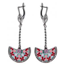 Серьги с эмалью 30140 "Долька апельсина"